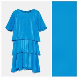 NWT Zara blue ruffle dress